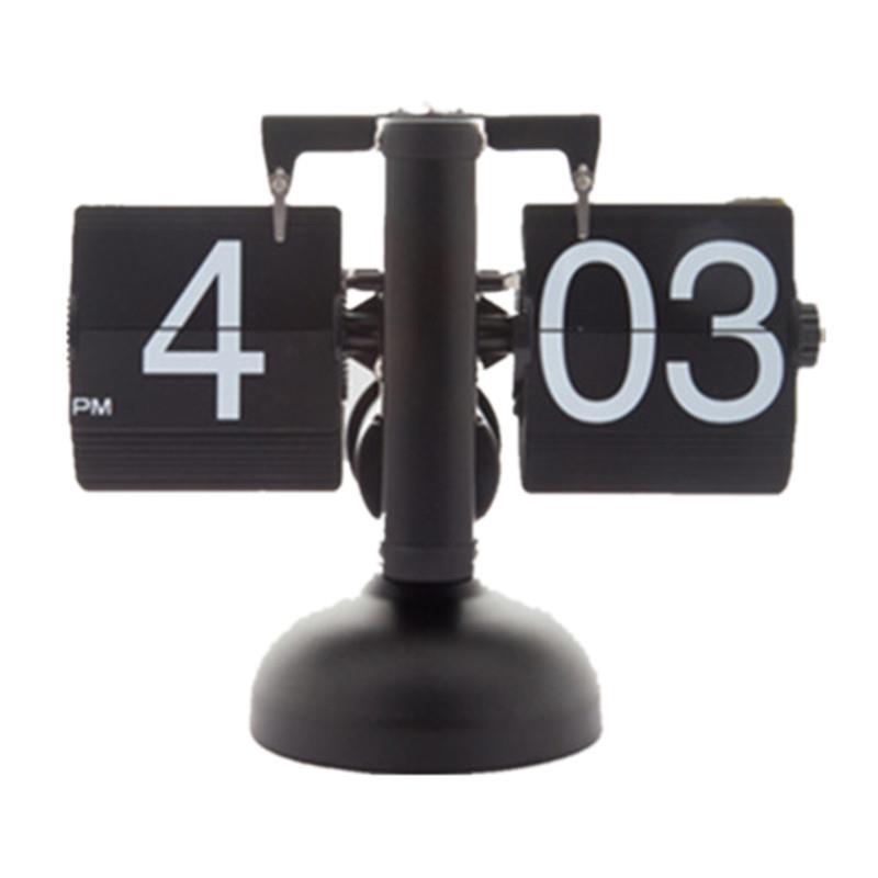 小天平自动单脚双脚翻页座钟书桌床头台钟创意钟表金属摆钟