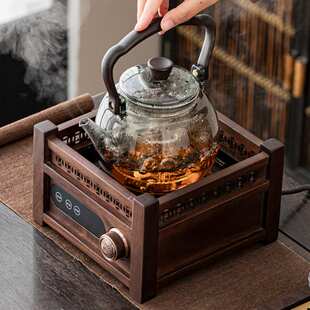 煮茶壶耐高温玻璃胡桃木电陶炉家用养生泡茶壶茶具功夫提梁蒸茶器