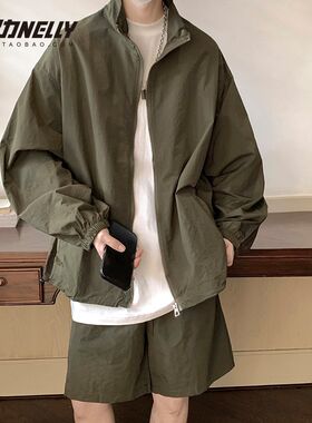防晒衣男夏季超薄透气潮牌休闲宽松套装百搭外套上衣户外运动风衣