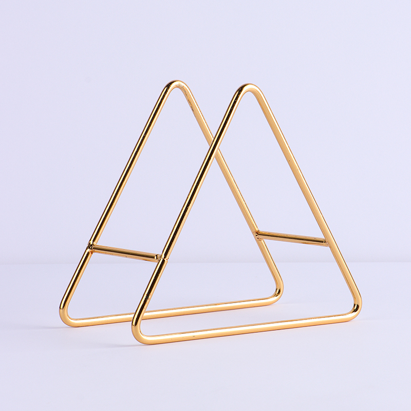 金色三角铁艺架北欧硅胶隔热垫收纳架碗垫盘垫底座V竹垫餐垫整理