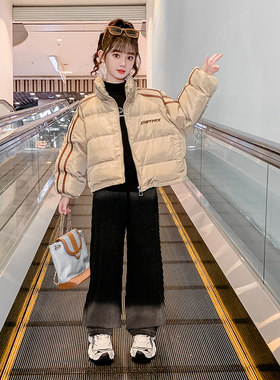女童羽绒服2023年新款冬季儿童短款洋派时髦加厚棉衣冬装大童外套