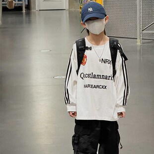 男童卫衣白色2024新款秋装男孩子圆领套头打底衫儿童秋季上衣韩版