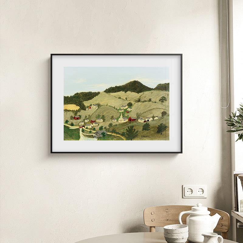 摩西奶奶挂画清新风景田园Grandma Moses绘油画 卧室床头装饰画芯
