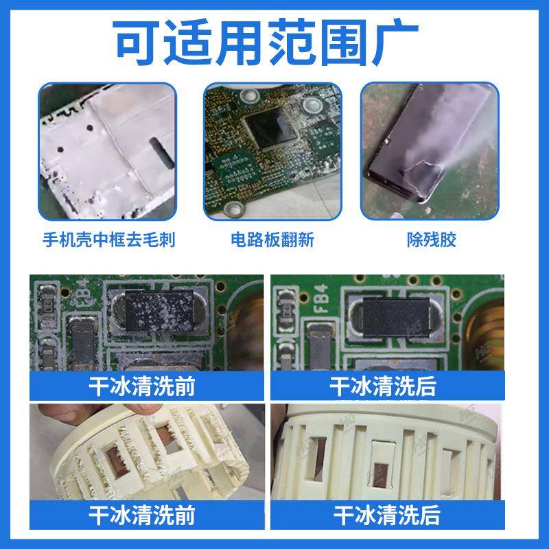 塑料件手机壳中框去毛刺去批锋PCB电路板在线清洗小型干冰机