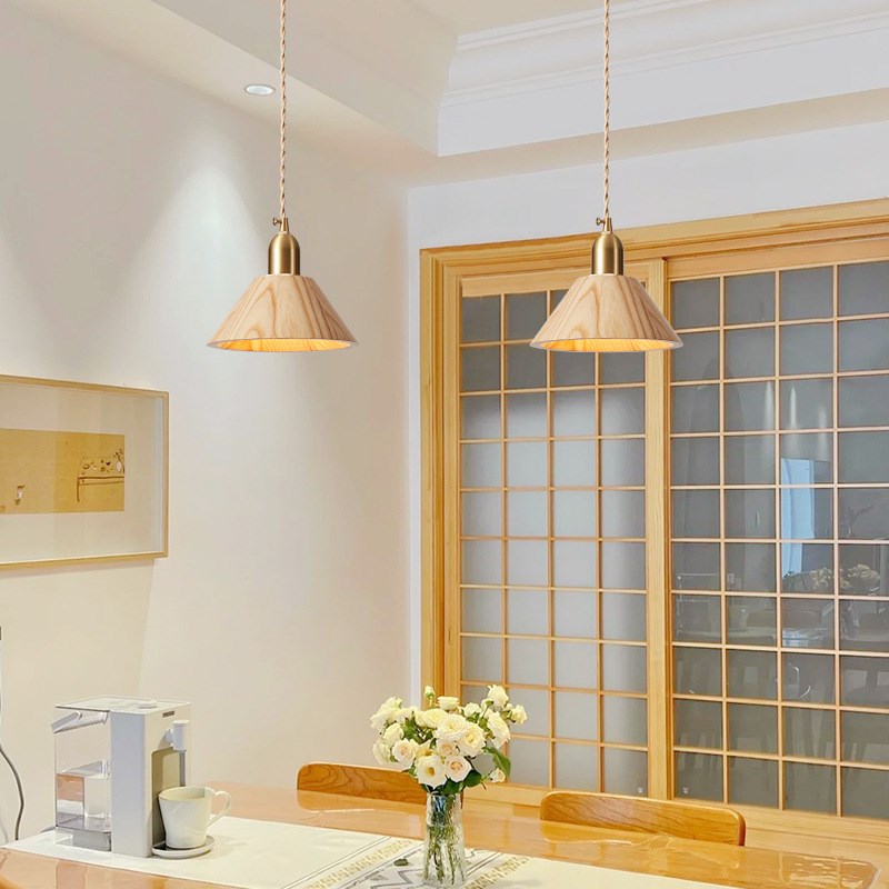 日式侘寂风原f木现代简约黄铜小吊灯复古茶室餐厅咖啡厅餐桌床头