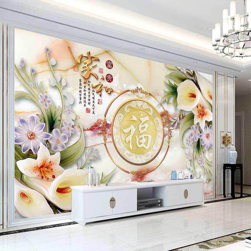 新款新电视背景墙瓷砖现代简约新C中式3立体客厅影视墙微晶石雕磁