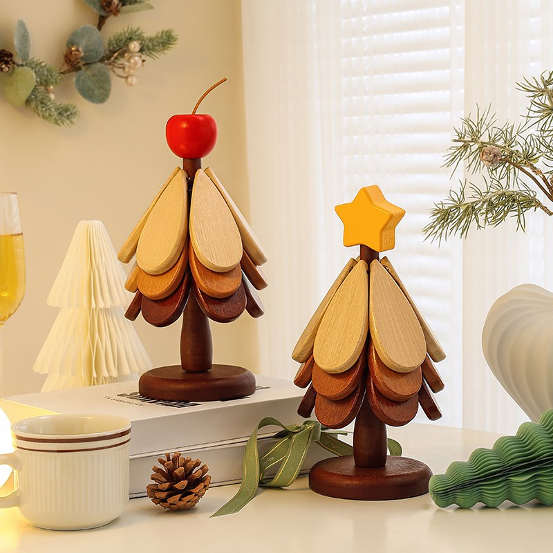 一棵圣诞树隔热垫餐桌摆件客厅家C居装饰品好物实木防烫锅垫高级