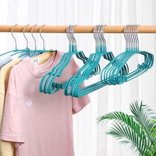 加粗绿色儿童衣架挂衣晾家用晒无痕学生宿舍防滑子婴儿浸塑不锈钢