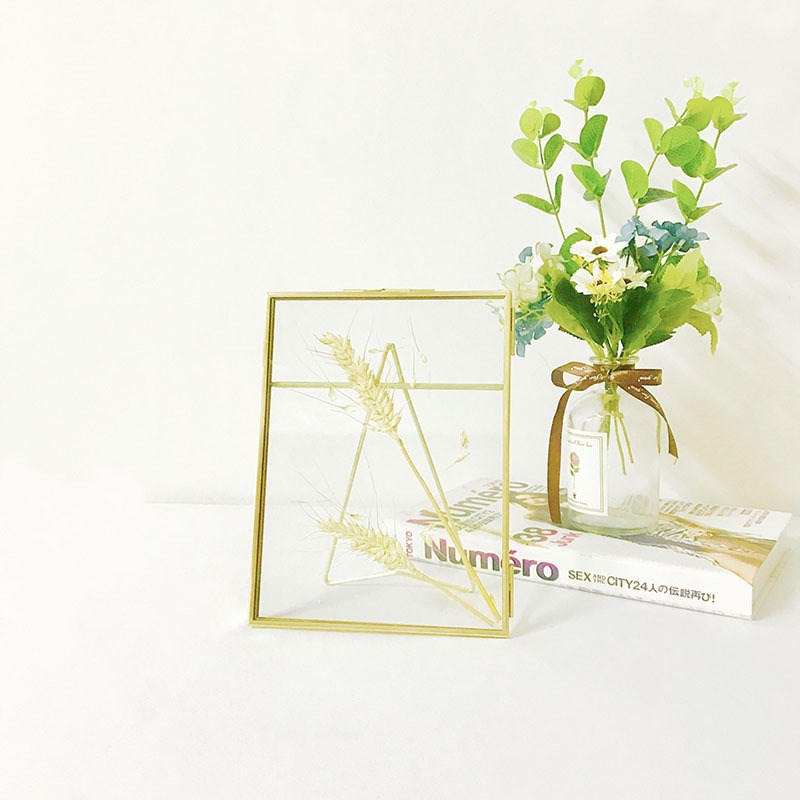 北欧金属创意几何植物标本相框6寸摆台立M体照片现代简约画框7寸