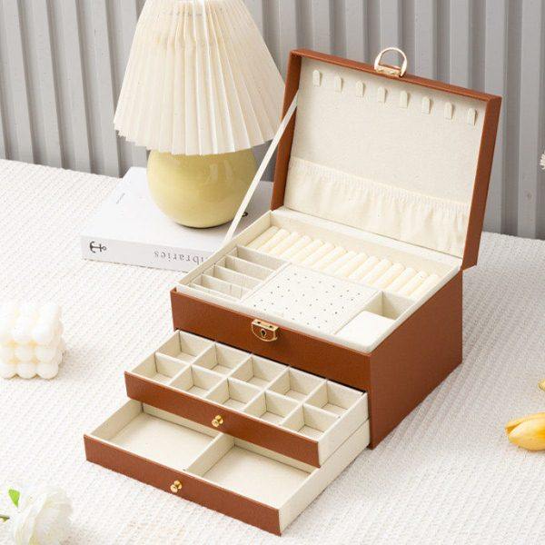 菱形格三层抽屉首饰收纳盒欧式公主盒饰品盒卧室梳妆台高级首饰盒,收纳整理,首饰盒,淘宝优惠券,粉丝福利购,淘宝优惠卷