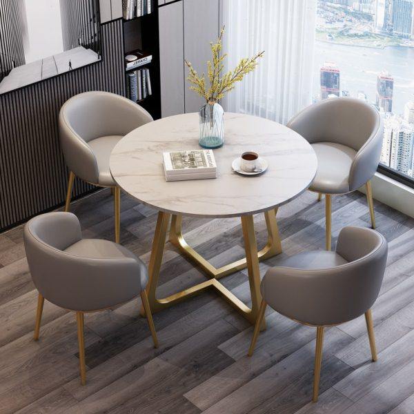 轻奢岩板洽谈桌会客接待售楼部小圆桌子商用现代简约餐厅桌椅组合,住宅家具,岩板餐桌,淘宝优惠券,粉丝福利购,淘宝优惠卷