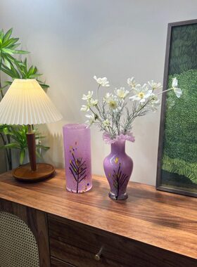 小手工花瓶 园系列 | 桌面摆件花朵粉客厅摆件山紫色花瓶琉璃花瓣