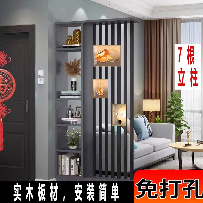 2023款新中式屏风隔r断小户型落地门对门的屏风玄关免打孔实木定