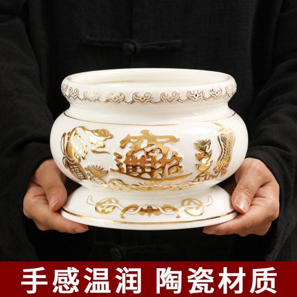家用室内陶瓷烧香炉供奉香薰插香观音财神上供沙金供佛香炉碗佛具,家居饰品,香薰炉,淘宝优惠券,粉丝福利购,淘宝优惠卷
