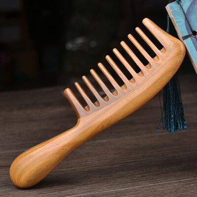 长发静电檀木梳子齿男脱发头绿刻字加厚女士部防专用按摩梳宽卷发