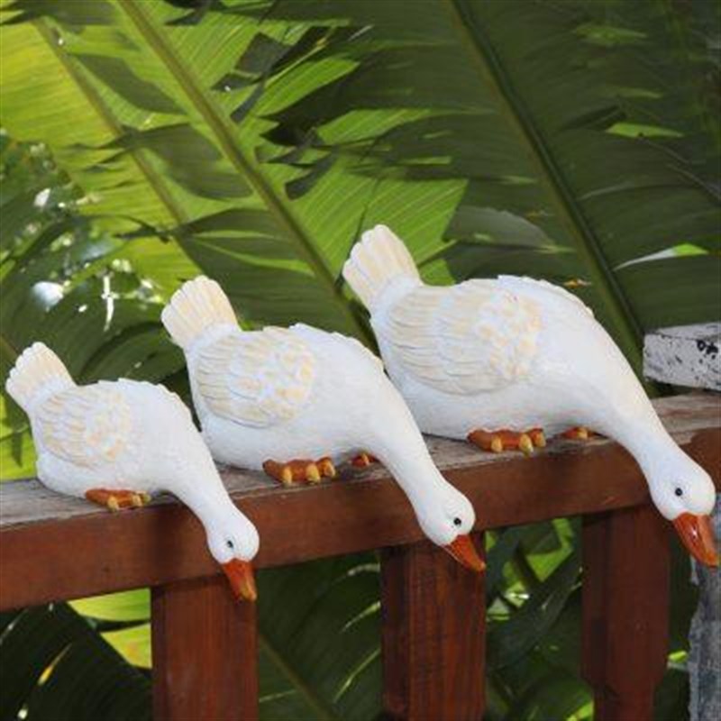 庭院造景布置喝i水鸭子摆件花园装饰户外假山水池古法鱼缸摆件造