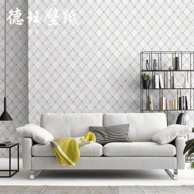 北欧现代简约背景墙壁纸店铺装修墙纸网格无纺布卧室客厅格子菱形
