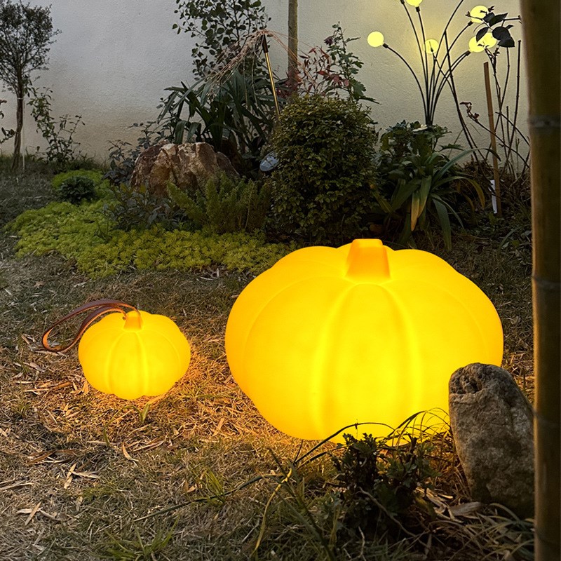 发光创意南瓜灯庭院别墅室内景观摆件造型灯户外装饰手Z提氛围灯