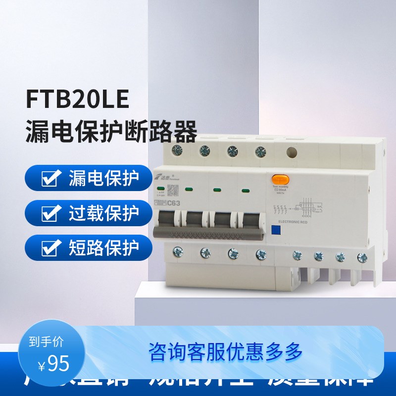 法泰FTB20LE-C汽车电瓶漏电断路器电热水器保护W器插头空开家用