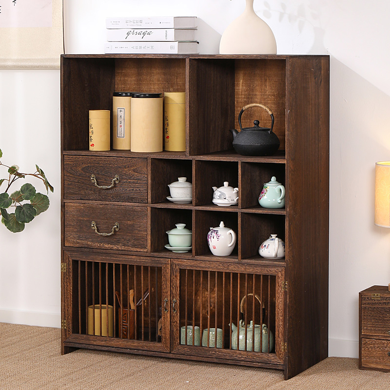 实木茶具茶杯茶柜多宝阁置物柜中式收纳柜玄关柜R茶室博古架储物