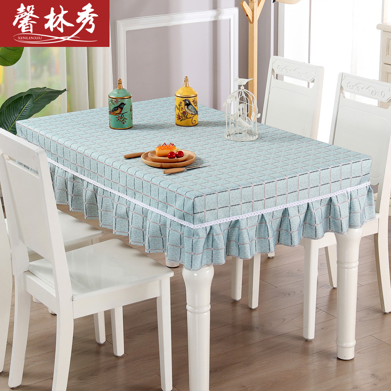 桌布布艺长方形餐桌套简约茶w几套防尘餐桌台布罩学生课桌床头柜