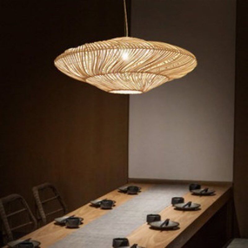 竹编吊灯创意个性艺n术客厅餐厅卧室茶室禅意藤编新中式客厅吊灯