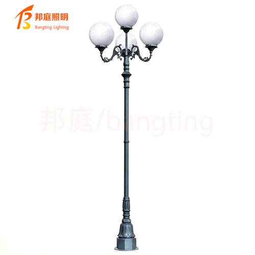 4米欧式双头庭院LED60W圆形灯头吊装庭院灯花园别墅园林景观路灯