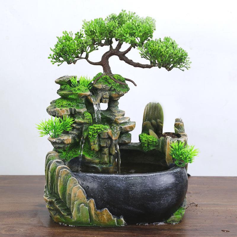厂家货源义乌小商品树脂工艺品小假山流水摆件创意微景观L20