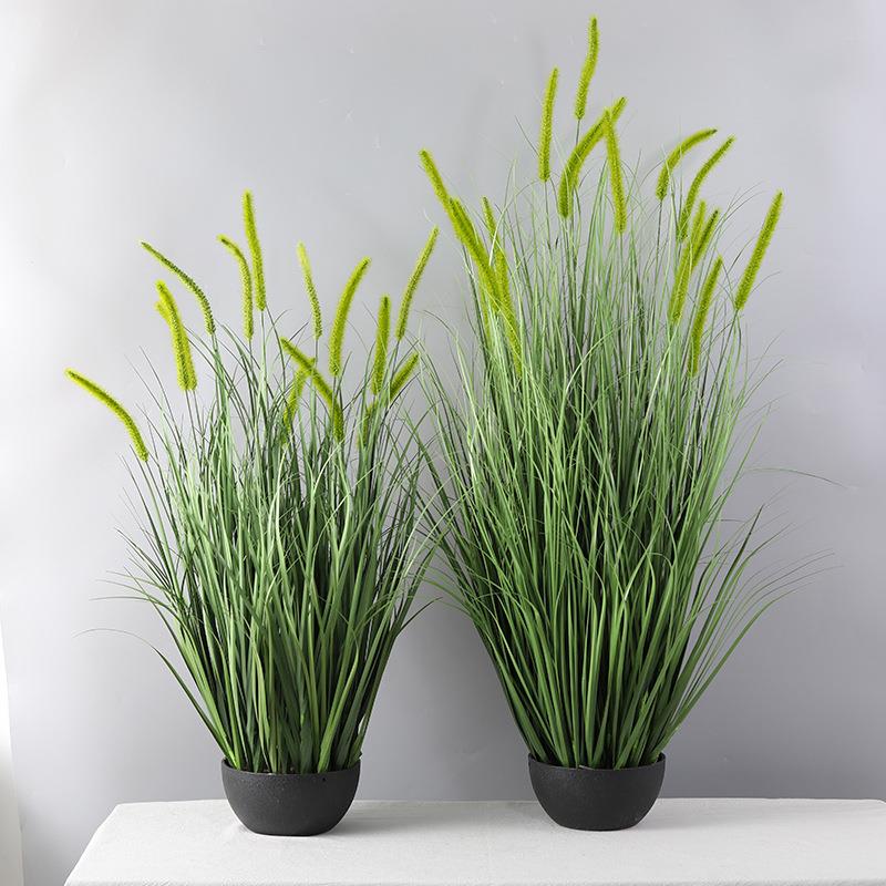 工厂仿真植物狗尾巴草花植盆栽软装景观婚庆布展狗尾草假花植