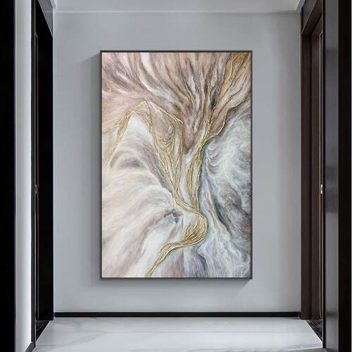 大芬纯手绘油画金箔肌理画现代客厅玄关过道装饰画简约抽象挂画
