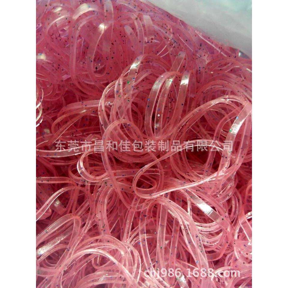 环保浅红色加葱橡j筋圈出口彩色闪点橡皮圈发圈彩色闪点橡皮筋圈