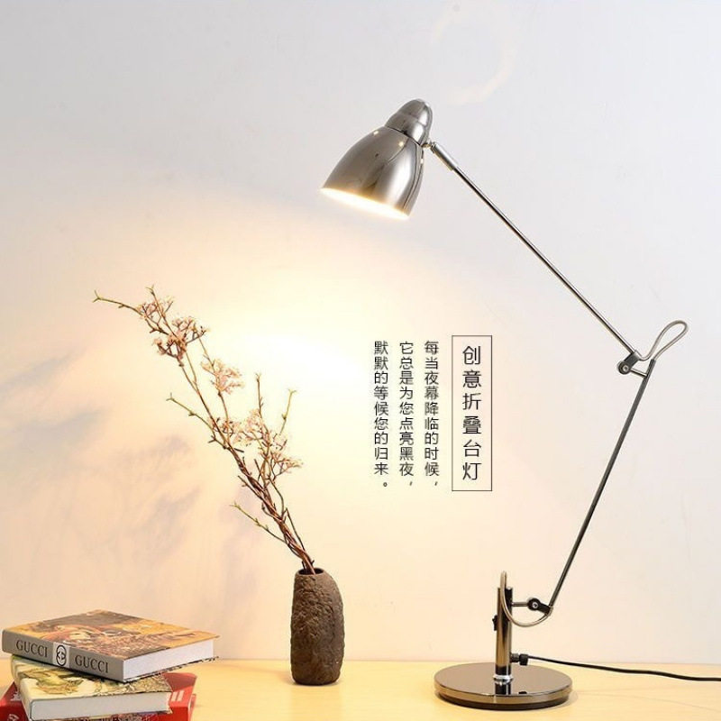 美式简约台灯酒店办公工作学习长臂折叠卧室床头书房护眼灯写字灯