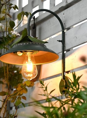 铁艺复古蓝色高亮太阳能灯感应壁挂装饰户K外花园墙壁挂饰庭院摆