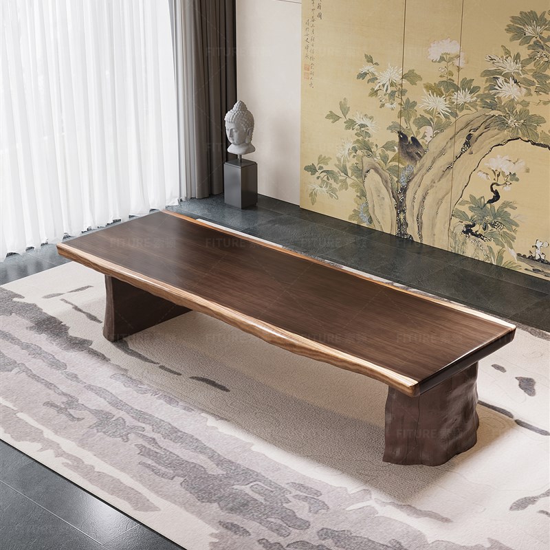 新中式整板c实木茶桌椅组合原木大板办公室茶台茶桌禅意功夫泡茶