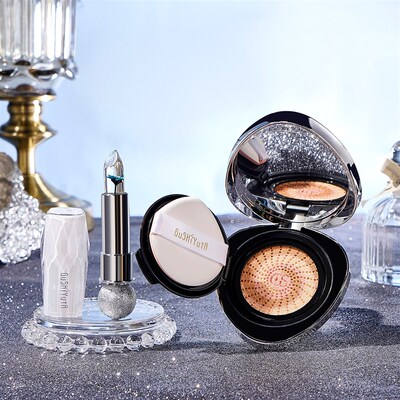 故事与她繁花彩钻持妆美颜套盒三B色气垫果冻温变花瓣口红自然裸