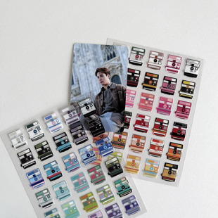 宝丽来相机贴纸pvc手帐咕卡明星素材装 饰原创拍照贴画防水可爱