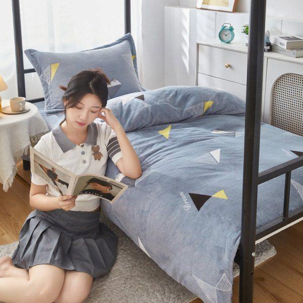 A类牛奶绒学生宿舍床上三件套床笠款冬季加厚双面珊瑚绒被套床单3,床上用品,学生床品套件,淘宝优惠券,粉丝福利购,淘宝优惠卷