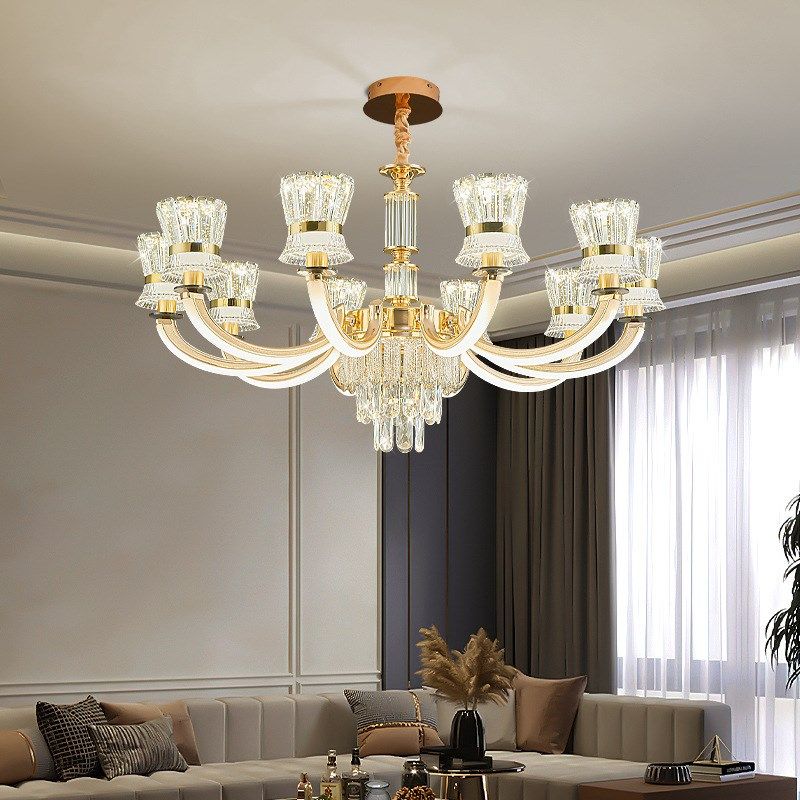 2024c年新款水晶吊灯客厅灯现代轻奢主灯奢华大气别墅大厅灯臂发