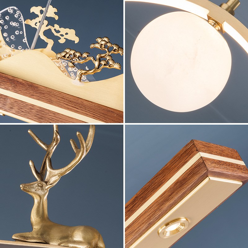 长条餐厅灯办公室吧台禅意北美黑胡桃G实木茶室吊灯创意书房云石