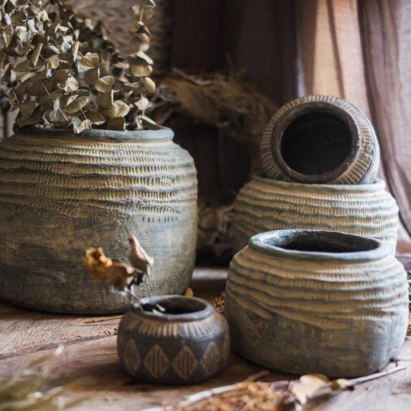 花瓶花盆花器民族风庭院花园高级摆件艺术老罐复古工艺水泥罐坛子,家居饰品,花盆,淘宝优惠券,粉丝福利购,淘宝优惠卷