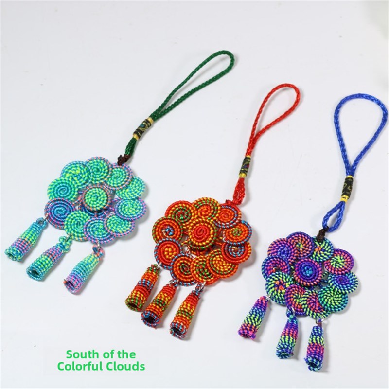 云南丽江古城雪莲挂件r纯手工中国结挂件彩色手工挂件包挂饰品