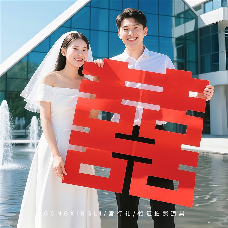 领证登记拍照道具日期订婚结婚仪式感物品跟拍R小物件拍摄喜字工