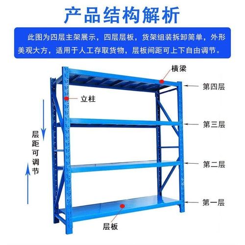 轻型仓储货架家用商用 仓库自由组合I置物架超市展示架四层货架
