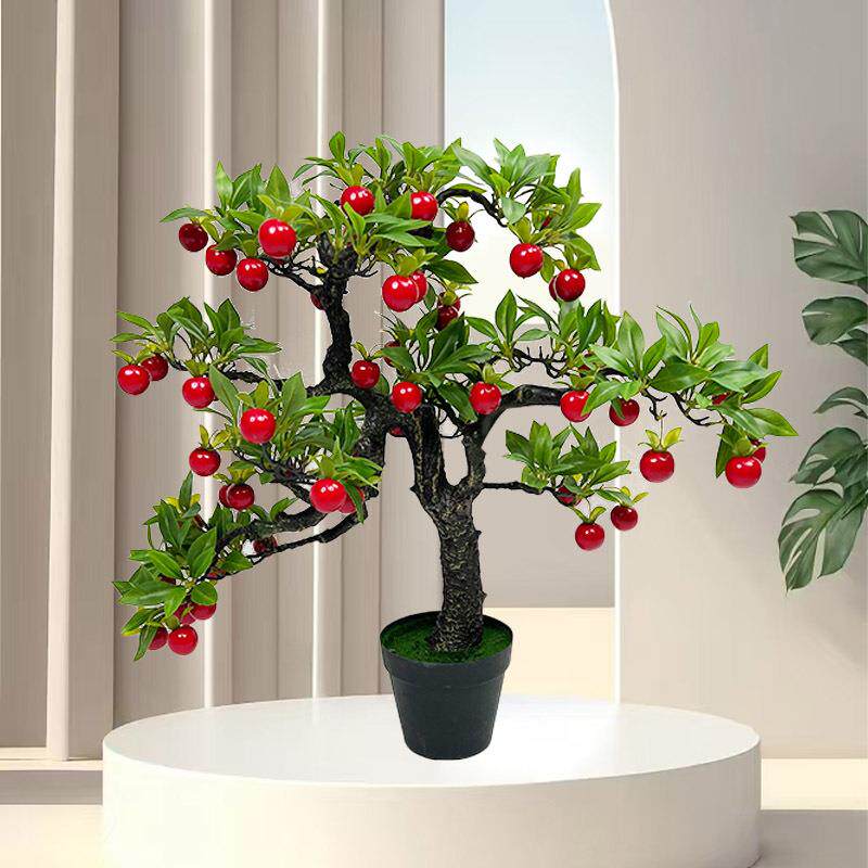 仿真植物老鸭柿子盆景客厅装饰桌面绿植假花迷你富贵果柿子摆件