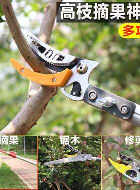 剪枝剪 伸缩摘荔枝神器杆高空龙眼黄皮果树采摘果器加长修枝剪