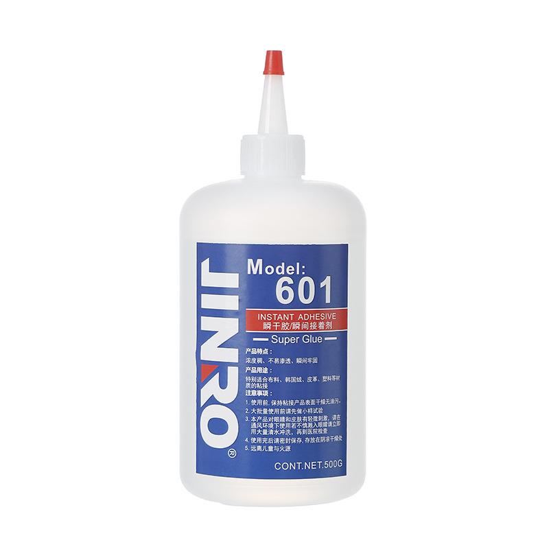 锦荣JINRO 601胶水加稠型瞬间胶500g装大瓶速干胶水皮革饰品胶水