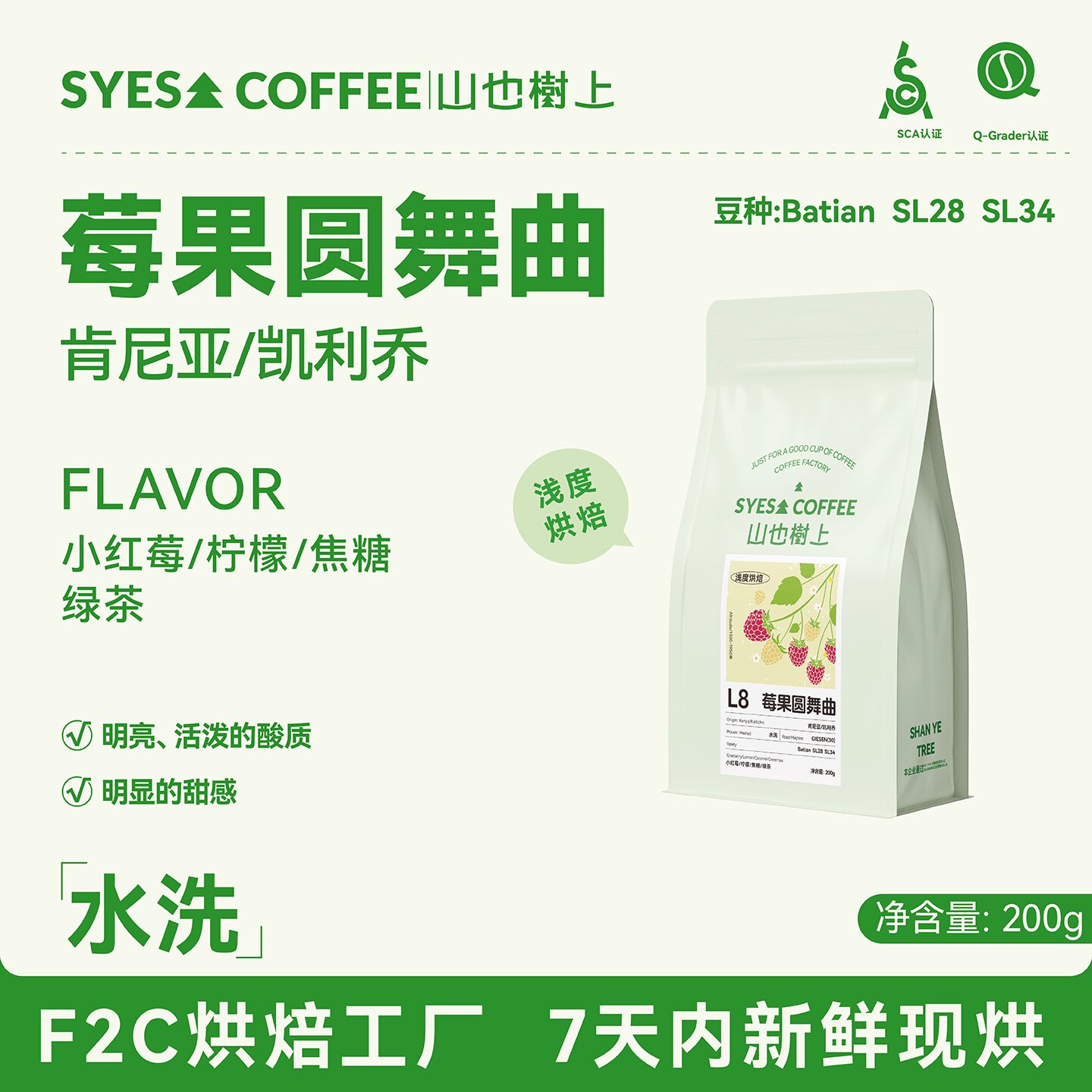 SYES山也树上肯尼亚小红莓咖啡豆