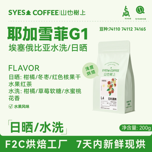 耶加雪菲G1水洗日晒手冲咖啡豆