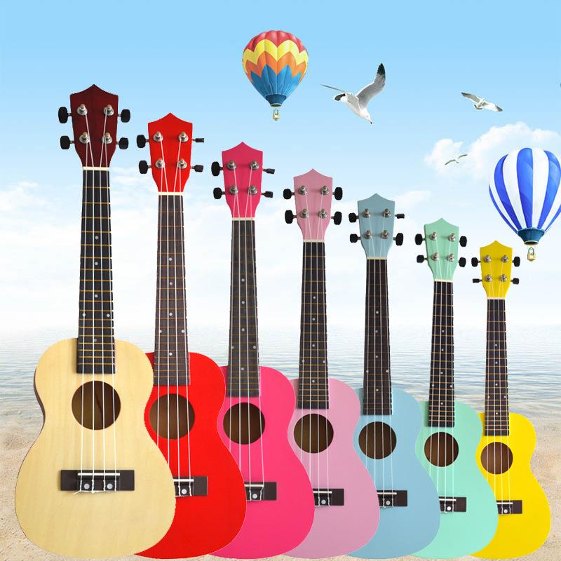 工厂彩色木质尤克里里23寸四弦乌克丽丽小吉他儿童ukulele