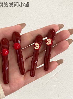 可爱发卡头饰红色苹果发夹侧边夹女2025新款网红甜美碎发夹刘海夹